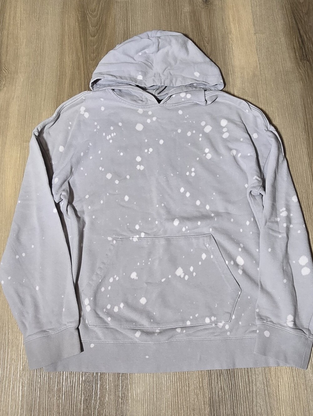 PacSun Light Gray Hoodie with White Paint-Splatter